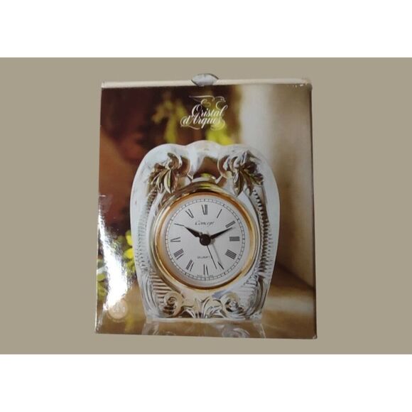 Jardin Crystal Quartz Table Clock With Roman Numerals & Floral Design - Picture 4 of 7